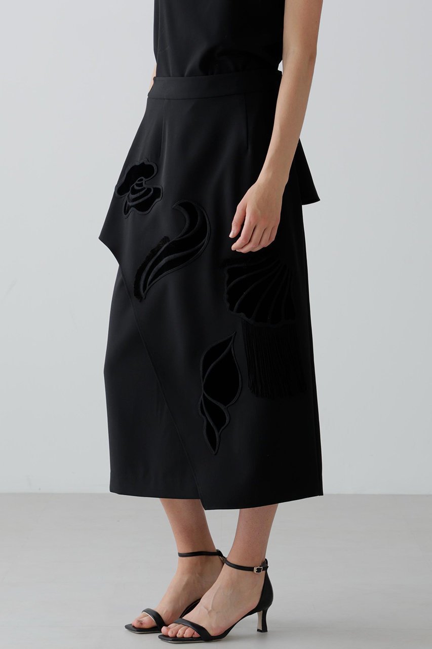 【アドーア/ADORE】のシークリーチャーズスカート 人気、トレンドファッション・服の通販 founy(ファニー) 　ファッション　Fashion　レディースファッション　Fashion for Women　スカート　Skirts　ロングスカート　Long Skirts / Maxi & Midi Skirts　おすすめ　Recommended / Our Picks　セットアップ　Set-Up, Coordinated Outfit　フロント　Front, Front Design　ベルベット　Velvet, Velvety　ペプラム　Peplum, Flared Hem　ミックス　Mix, Mixed Style　モチーフ　Motif, Design Theme　ラップ　Wrap, Wrap Design　ロング　Long, Long-Length　other-3|ID: prp329100004630201 ipo3291000000033300006