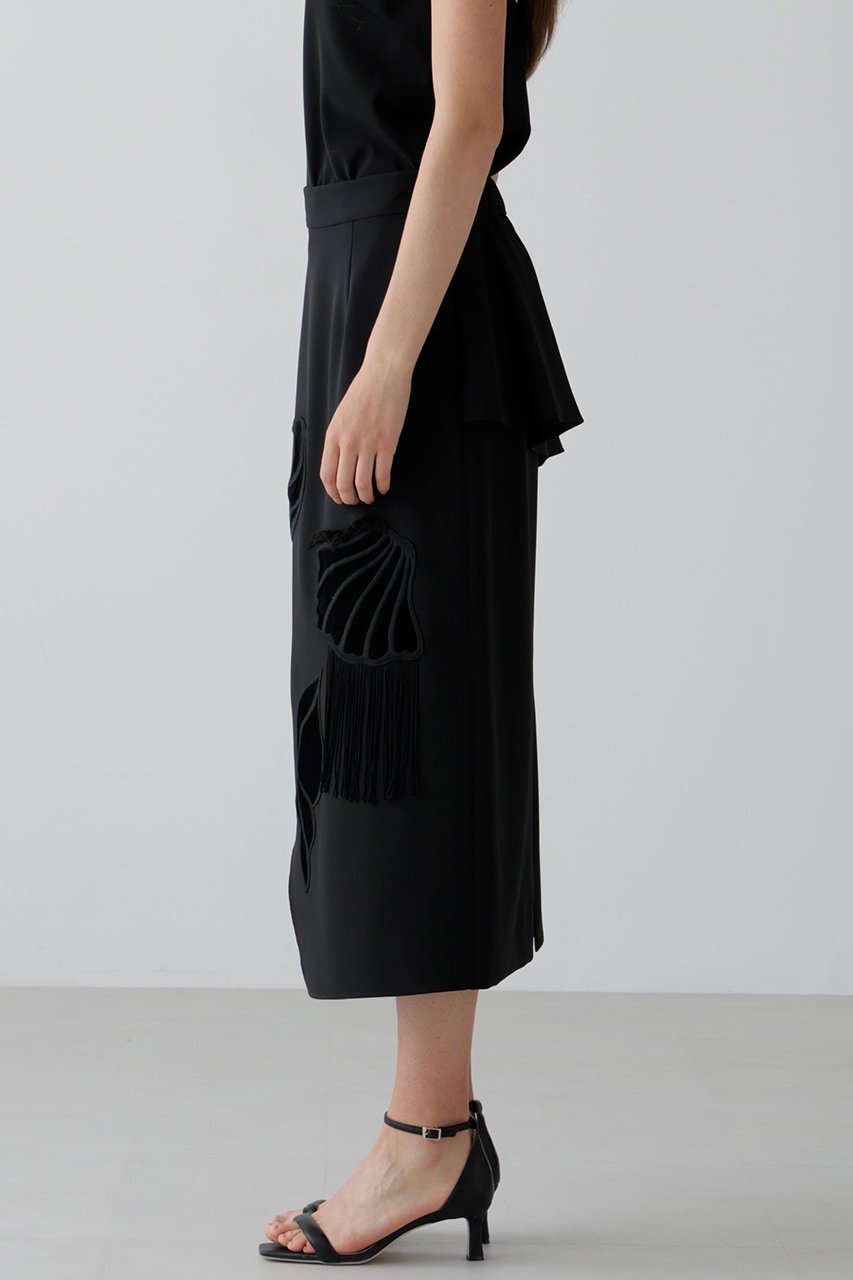 【アドーア/ADORE】のシークリーチャーズスカート 人気、トレンドファッション・服の通販 founy(ファニー) 　ファッション　Fashion　レディースファッション　Fashion for Women　スカート　Skirts　ロングスカート　Long Skirts / Maxi & Midi Skirts　おすすめ　Recommended / Our Picks　セットアップ　Set-Up, Coordinated Outfit　フロント　Front, Front Design　ベルベット　Velvet, Velvety　ペプラム　Peplum, Flared Hem　ミックス　Mix, Mixed Style　モチーフ　Motif, Design Theme　ラップ　Wrap, Wrap Design　ロング　Long, Long-Length　other-4|ID: prp329100004630201 ipo3291000000034990778