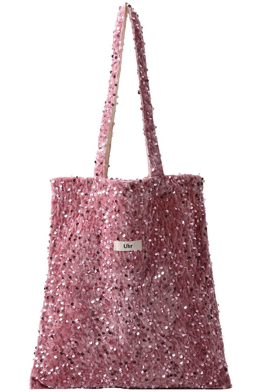 【ウーア/Uhr】の【ELLE SHOP限定】スパンコールベロア トートバッグ インテリア・キッズ・メンズ・レディースファッション・服の通販 founy(ファニー) 　ファッション　Fashion　レディースファッション　Fashion for Women　トップス・カットソー　Cut & Sew Tops　ベロアトップス　Velour Tops / Velvet-Look Items　バッグ　Bags　2025年　2025　2025-2026秋冬・A/W　Autumn/Winter 2025–26 AW25–26　スパンコール　Sequins, Sequin Embellishment　ベロア　Velour, Soft Velvet　ラグジュアリー　Luxury, Elegant　A/W・秋冬　Autumn/Winter　雑誌　Magazine, Fashion Magazine　ピンク|ID: prp329100004630723 ipo3291000000033312703