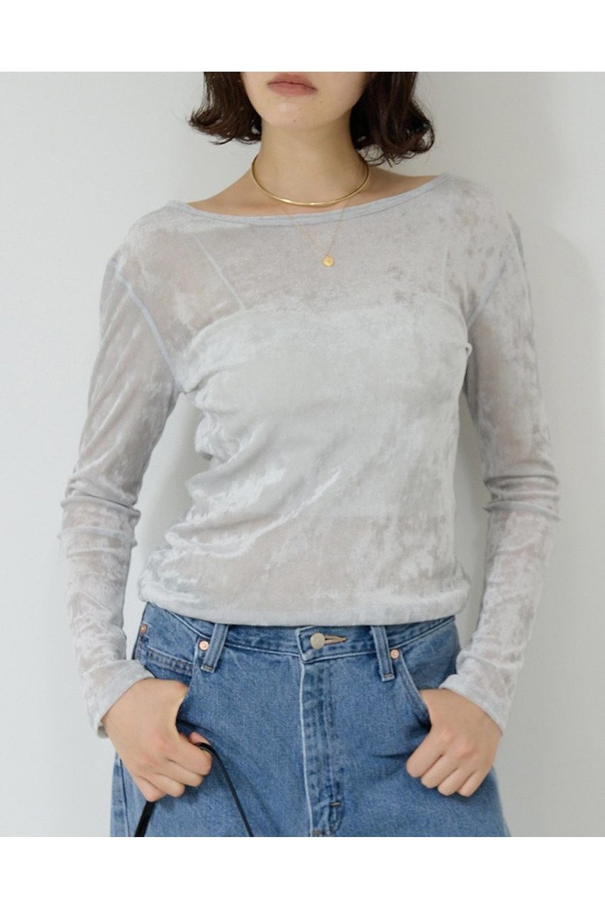 【ガリャルダガランテ/GALLARDAGALANTE】のメッシュフロッキーロンT 人気、トレンドファッション・服の通販 founy(ファニー) 　ファッション　Fashion　レディースファッション　Fashion for Women　トップス・カットソー　Cut & Sew Tops　シャツ・ブラウス・オフィスカジュアル　Elegant Blouses & Button-Ups　ロングTシャツ・Tシャツ　Longline T-Shirts & Tees　カットソー・ベーシックTシャツ　Cut-and-Sewn Tops / Stretch Tees & Basics　2025年　2025　2025-2026秋冬・A/W　Autumn/Winter 2025–26 AW25–26　コンパクト　Compact, Small Size　シンプル　Simple, Minimal　スリーブ　Sleeve, Long Sleeve / Short Sleeve　ベロア　Velour, Soft Velvet　メッシュ　Mesh, Net Fabric　ロング　Long, Long-Length　冬　Winter / This Winter　夏　Summer　秋　Autumn　A/W・秋冬　Autumn/Winter　other-6|ID: prp329100004630764 ipo3291000000033312987