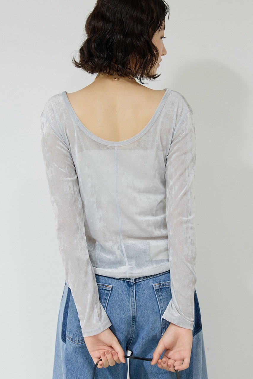 【ガリャルダガランテ/GALLARDAGALANTE】のメッシュフロッキーロンT 人気、トレンドファッション・服の通販 founy(ファニー) 　ファッション　Fashion　レディースファッション　Fashion for Women　トップス・カットソー　Cut & Sew Tops　シャツ・ブラウス・オフィスカジュアル　Elegant Blouses & Button-Ups　ロングTシャツ・Tシャツ　Longline T-Shirts & Tees　カットソー・ベーシックTシャツ　Cut-and-Sewn Tops / Stretch Tees & Basics　2025年　2025　2025-2026秋冬・A/W　Autumn/Winter 2025–26 AW25–26　コンパクト　Compact, Small Size　シンプル　Simple, Minimal　スリーブ　Sleeve, Long Sleeve / Short Sleeve　ベロア　Velour, Soft Velvet　メッシュ　Mesh, Net Fabric　ロング　Long, Long-Length　冬　Winter / This Winter　夏　Summer　秋　Autumn　A/W・秋冬　Autumn/Winter　other-8|ID: prp329100004630764 ipo3291000000033312990