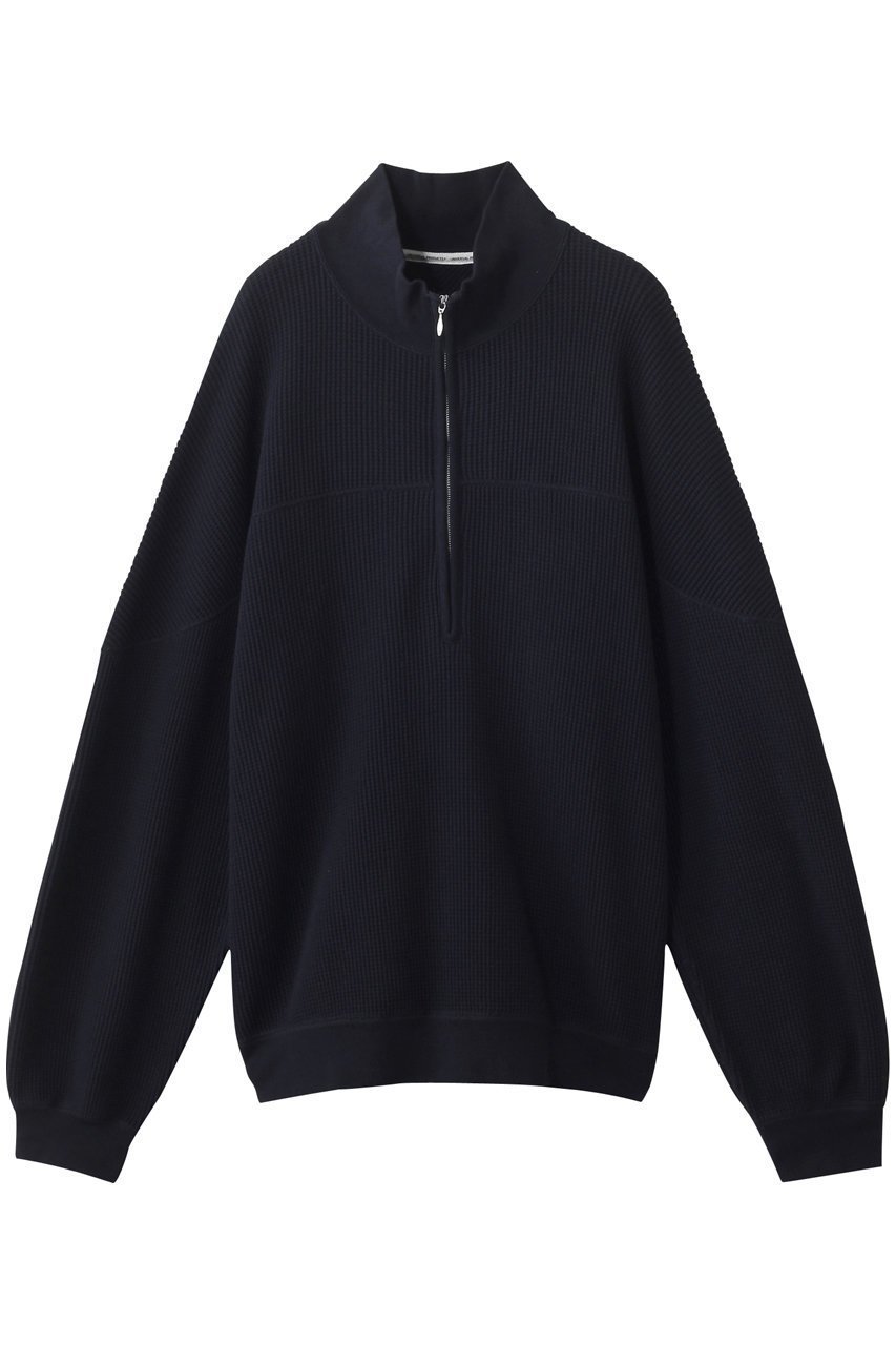 【ユニバーサルプロダクツ/UNIVERSAL PRODUCTS / MEN】の【MEN】WAFFLE FOOTBALL HALF ZIP SWEAT/スウェット インテリア・キッズ・メンズ・レディースファッション・服の通販 founy(ファニー) 　ファッション　Fashion　メンズファッション　Fashion for Men　トップス・カットソー　Cut & Sew Tops　パーカー・フーディー / カジュアルコーデ　Hoodies & Parkas　メンズシャツ　Shirts　2025年　2025　2025-2026秋冬・A/W　Autumn/Winter 2025–26 AW25–26　インナー　Innerwear　クラシック　Classic, Timeless Style　ジップ　Zip, Zipper　スウェット / スエット　Sweatshirt, Sweatwear　スポーティ　Sporty, Casual Athletic　モダン　Modern, Contemporary　モチーフ　Motif, Design Theme　ワッフル　Waffle, Waffle Knit　A/W・秋冬　Autumn/Winter　NAVY|ID: prp329100004630767 ipo3291000000033313021