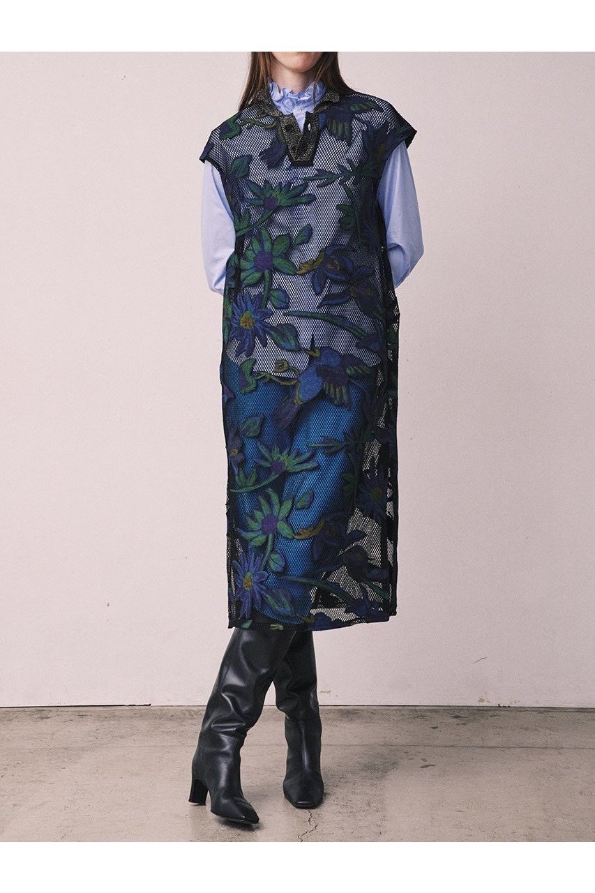 【ニアー ニッポン/near.nippon】のメッシュオパール柄 ポロワンピース 人気、トレンドファッション・服の通販 founy(ファニー) 　ファッション　Fashion　レディースファッション　Fashion for Women　ワンピース　Dresses　チュニック　Tunic Tops & Dresses　2025年　2025　2025-2026秋冬・A/W　Autumn/Winter 2025–26 AW25–26　インナー　Innerwear　カットソー　Cut and Sewn Top　キャミソール　Camisole, Spaghetti Strap Top　チュニック　Tunic, Long Top　デニム　Denim, Jeans Material　ドレス　Dress, One-Piece　プリント　Print, Printed Pattern　ボタニカル　Botanical, Floral Pattern　メッシュ　Mesh, Net Fabric　ラッセル　Raschel, Raschel Lace　ロング　Long, Long-Length　エレガント 上品　Elegant　A/W・秋冬　Autumn/Winter　other-7|ID: prp329100004630782 ipo3291000000033313145