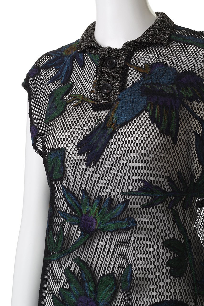 【ニアー ニッポン/near.nippon】のメッシュオパール柄 ポロワンピース 人気、トレンドファッション・服の通販 founy(ファニー) 　ファッション　Fashion　レディースファッション　Fashion for Women　ワンピース　Dresses　チュニック　Tunic Tops & Dresses　インナー　Innerwear　カットソー　Cut and Sewn Top　キャミソール　Camisole, Spaghetti Strap Top　チュニック　Tunic, Long Top　デニム　Denim, Jeans Material　ドレス　Dress, One-Piece　プリント　Print, Printed Pattern　ボタニカル　Botanical, Floral Pattern　メッシュ　Mesh, Net Fabric　ラッセル　Raschel, Raschel Lace　ロング　Long, Long-Length　エレガント 上品　Elegant　other-5|ID: prp329100004630782 ipo3291000000035615615