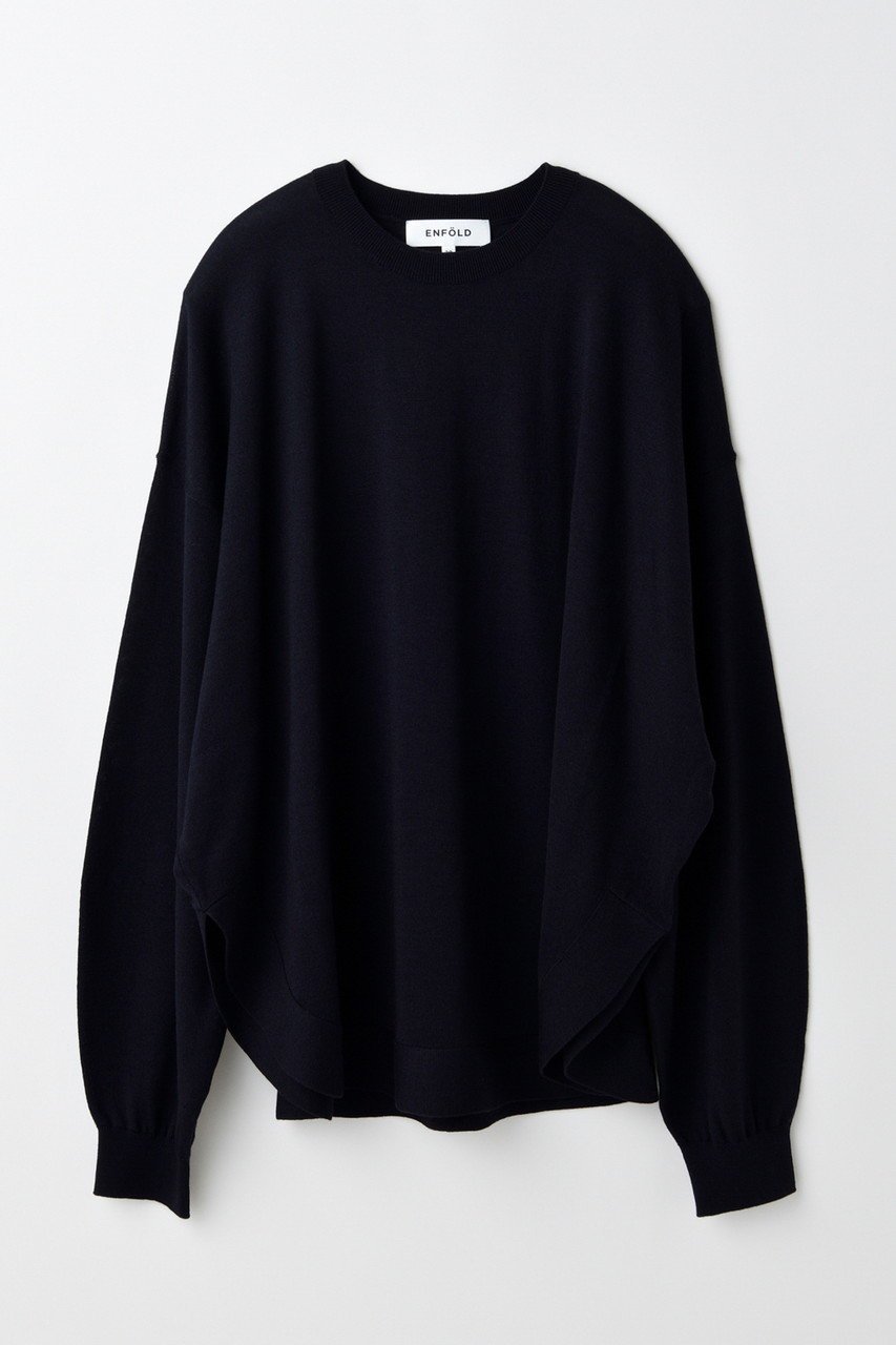 【エンフォルド/ENFOLD】のCIRCLE PULLOVER/プルオーバー インテリア・キッズ・メンズ・レディースファッション・服の通販 founy(ファニー) 　ファッション　Fashion　レディースファッション　Fashion for Women　トップス・カットソー　Cut & Sew Tops　シャツ・ブラウス・オフィスカジュアル　Elegant Blouses & Button-Ups　カジュアルプルオーバー・ニットトップス　Pullovers & Knit Tops / Casual Pullovers　サークル　Circle, Round Design　スリーブ　Sleeve, Long Sleeve / Short Sleeve　ベーシック　Basic, Essential　リラックス　Relax, Relaxed Fit　ルーズ　Loose, Oversized　ロング　Long, Long-Length　ダークネイビー|ID: prp329100004630791 ipo3291000000033313196