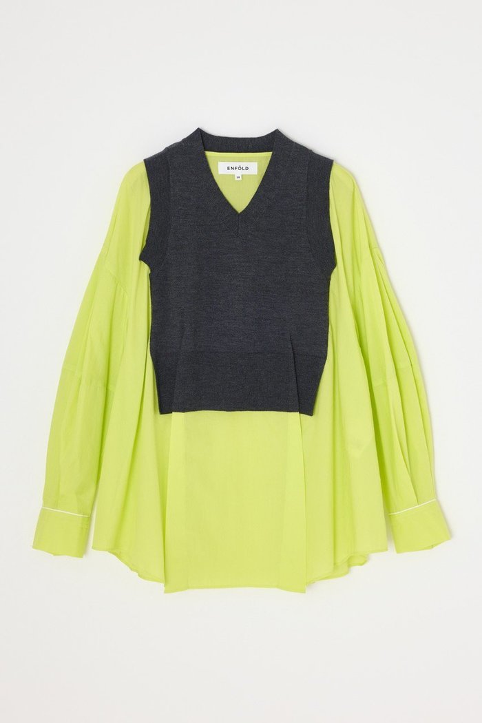 【エンフォルド/ENFOLD】の【8/13 12:00販売開始】FAKE-LAYERED PULLOVER/プルオーバー インテリア・キッズ・メンズ・レディースファッション・服の通販 founy(ファニー) https://founy.com/ ファッション Fashion レディースファッション Fashion for Women トップス・カットソー Cut & Sew Tops シャツ・ブラウス・オフィスカジュアル Elegant Blouses & Button-Ups カジュアルプルオーバー・ニットトップス Pullovers & Knit Tops / Casual Pullovers カフス Cuff Design スリーブ Sleeve, Long Sleeve / Short Sleeve ドッキング Docking, Mixed Material ベスト Vest, Waistcoat ロング Long, Long-Length 新作・新入荷 New Arrivals / New In |ID: prp329100004630792 ipo3291000000033313198