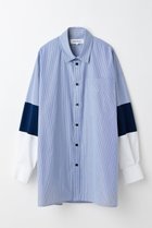 【エンフォルド/ENFOLD】の【8/13 12:00販売開始】KNIT COMBI SHIRT/シャツ 人気、トレンドファッション・服の通販 founy(ファニー) ファッション Fashion レディースファッション Fashion for Women トップス・カットソー Cut & Sew Tops ニット Knit Tops & Sweaters シャツ・ブラウス・オフィスカジュアル Elegant Blouses & Button-Ups コンビ Combo, Combination Style スリーブ Sleeve, Long Sleeve / Short Sleeve リラックス Relax, Relaxed Fit ロング Long, Long-Length 新作・新入荷 New Arrivals / New In thumbnail ブルー|ID: prp329100004630794 ipo3291000000033313204