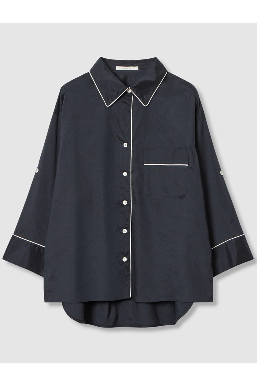 【アナイ/ANAYI】のブライトグログラン配色シャツ インテリア・キッズ・メンズ・レディースファッション・服の通販 founy(ファニー) 　ファッション　Fashion　レディースファッション　Fashion for Women　トップス・カットソー　Cut & Sew Tops　シャツ・ブラウス・オフィスカジュアル　Elegant Blouses & Button-Ups　2025年　2025　2025-2026秋冬・A/W　Autumn/Winter 2025–26 AW25–26　おすすめ　Recommended / Our Picks　グログラン　Grosgrain, Grosgrain Ribbon　シルク　Silk, 100% Silk　スリーブ　Sleeve, Long Sleeve / Short Sleeve　パジャマ　Pajamas, Sleepwear　ロング　Long, Long-Length　エレガント 上品　Elegant　A/W・秋冬　Autumn/Winter　ネイビー|ID: prp329100004630803 ipo3291000000033313256