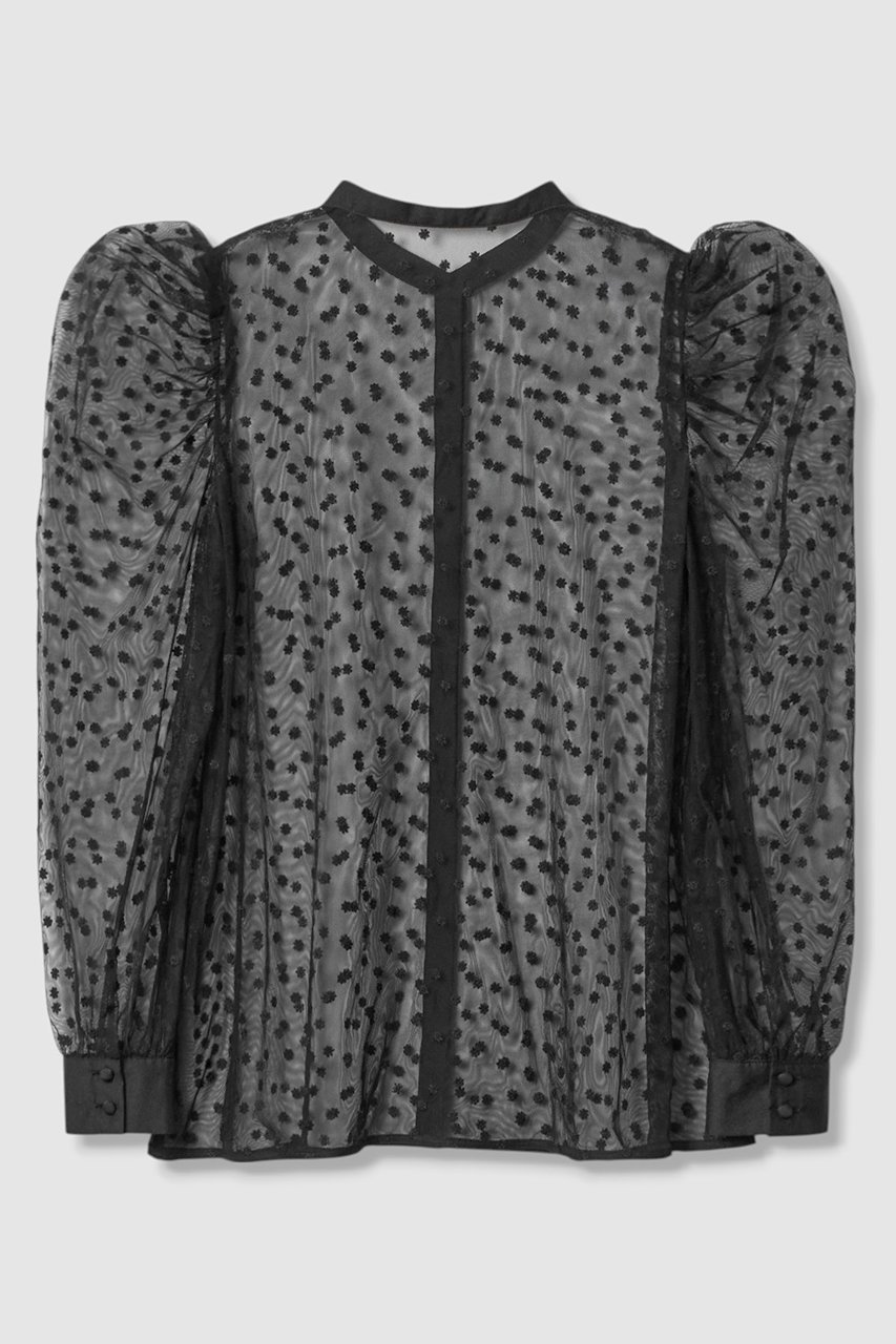 【アナイ/ANAYI】のリトルフラワーチュールギャザーブラウス 人気、トレンドファッション・服の通販 founy(ファニー) 　ファッション　Fashion　レディースファッション　Fashion for Women　トップス・カットソー　Cut & Sew Tops　シャツ・ブラウス・オフィスカジュアル　Elegant Blouses & Button-Ups　2025年　2025　2025-2026秋冬・A/W　Autumn/Winter 2025–26 AW25–26　おすすめ　Recommended / Our Picks　オーガンジー　Organza Fabric　カフス　Cuff Design　ギャザー　Gathered, Ruffled　シアー　Sheer, See-Through　スリーブ　Sleeve, Long Sleeve / Short Sleeve　チュール　Tulip, Tulip Motif　ドット　Polka Dot, Dot Pattern　フラワー　Flower, Floral　ボトム　Bottoms, Lower Wear　モチーフ　Motif, Design Theme　ロング　Long, Long-Length　A/W・秋冬　Autumn/Winter　other-2|ID: prp329100004630804 ipo3291000000033313271