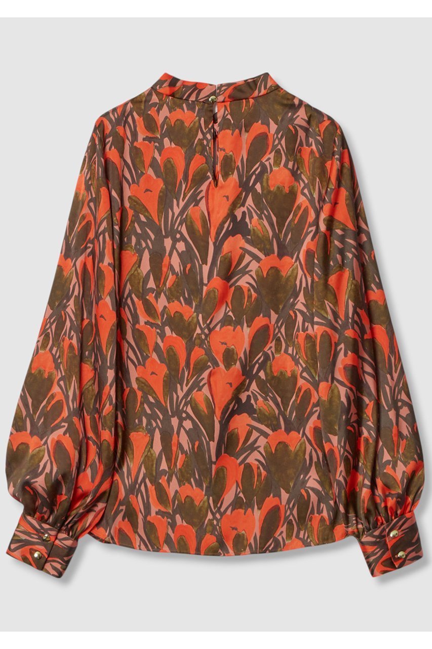 【アナイ/ANAYI】のペイントフラワープリントスリットネックブラウス 人気、トレンドファッション・服の通販 founy(ファニー) 　ファッション　Fashion　レディースファッション　Fashion for Women　トップス・カットソー　Cut & Sew Tops　シャツ・ブラウス・オフィスカジュアル　Elegant Blouses & Button-Ups　花柄・フラワープリント・モチーフ　Floral Prints & Motifs / Flower Pattern Tops　おすすめ　Recommended / Our Picks　サテン　Satin, Glossy Fabric　スリット　Slit, Slit Detail　スリーブ　Sleeve, Long Sleeve / Short Sleeve　セットアップ　Set-Up, Coordinated Outfit　ツイスト　Tweed, Tweed Fabric　フロント　Front, Front Design　プリント　Print, Printed Pattern　ロング　Long, Long-Length　A/W・秋冬　Autumn/Winter　other-2|ID: prp329100004630806 ipo3291000000035572296