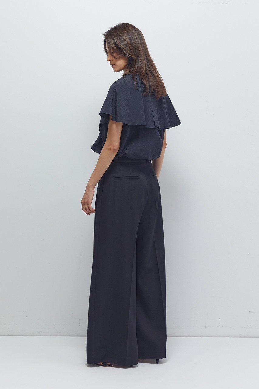 【プルミエ アロンディスモン/1er Arrondissement】のナイロンクロスケープカラーブラウス 人気、トレンドファッション・服の通販 founy(ファニー) 　ファッション　Fashion　レディースファッション　Fashion for Women　トップス・カットソー　Cut & Sew Tops　シャツ・ブラウス・オフィスカジュアル　Elegant Blouses & Button-Ups　ショート　Short, Short Length　スラックス　Slacks, Dress Pants　スリーブ　Sleeve, Long Sleeve / Short Sleeve　デニム　Denim, Jeans Material　other-8|ID: prp329100004630807 ipo3291000000033439771