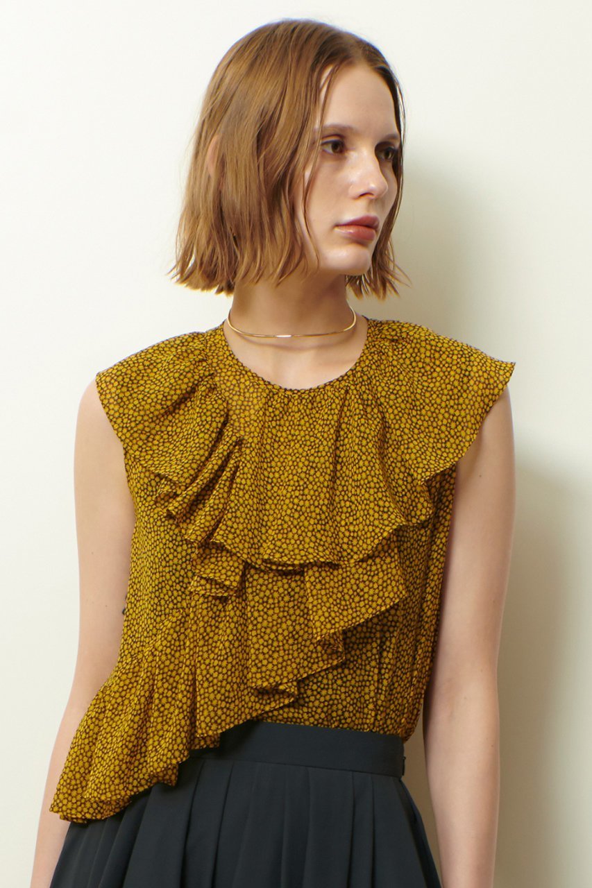 【アルアバイル/allureville】のルミナスプリントアシンメラッフルブラウス 人気、トレンドファッション・服の通販 founy(ファニー) 　ファッション　Fashion　レディースファッション　Fashion for Women　トップス・カットソー　Cut & Sew Tops　シャツ・ブラウス・オフィスカジュアル　Elegant Blouses & Button-Ups　アシンメトリー　Asymmetrical Style　ショート　Short, Short Length　ジャケット　Jacket, Outerwear　スリーブ　Sleeve, Long Sleeve / Short Sleeve　ラッフル　Ruffle, Frill　other-7|ID: prp329100004630809 ipo3291000000035511735