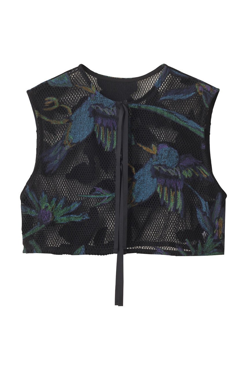 【ニアー ニッポン/near.nippon】のメッシュオパール柄 クロップト トップス インテリア・キッズ・メンズ・レディースファッション・服の通販 founy(ファニー) 　ファッション　Fashion　レディースファッション　Fashion for Women　トップス・カットソー　Cut & Sew Tops　キャミソール&ノースリーブ　Camisoles & Sleeveless Tops　シャツ・ブラウス・オフィスカジュアル　Elegant Blouses & Button-Ups　インナー　Innerwear　コンパクト　Compact, Small Size　シンプル　Simple, Minimal　ノースリーブ　Sleeveless, No-Sleeve　バランス　Balance, Style Balance　パターン　Pattern, Design Print　フォルム　Silhouette, Form　プリント　Print, Printed Pattern　ボタニカル　Botanical, Floral Pattern　ボックス　Boxy, Box Shape　ボレロ　Bolero, Short Cardigan　メッシュ　Mesh, Net Fabric　ラッセル　Raschel, Raschel Lace　リボン　Ribbon, Bow　ロング　Long, Long-Length　ブラック柄|ID: prp329100004630813 ipo3291000000035511761