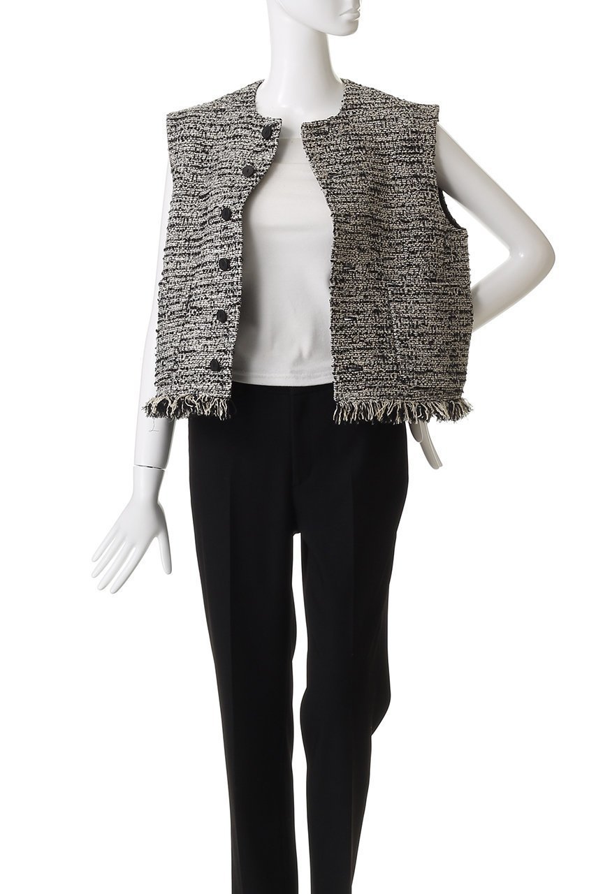 【デパリエ/DEPAREILLE】のファンシーツイードクルーネックジレ 人気、トレンドファッション・服の通販 founy(ファニー) 　ファッション　Fashion　レディースファッション　Fashion for Women　アウター　Coat / Outerwear Collection　レディースジャケット・軽アウター　Jackets　ショート　Short, Short Length　ジャケット　Jacket, Outerwear　ツイード　Twill, Twill Weave　デニム　Denim, Jeans Material　フリンジ　Fringe, Tassel　ベスト　Vest, Waistcoat　other-7|ID: prp329100004630820 ipo3291000000035511777