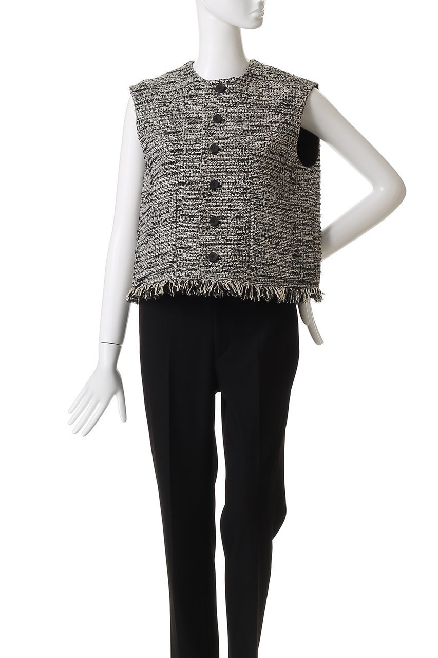 【デパリエ/DEPAREILLE】のファンシーツイードクルーネックジレ 人気、トレンドファッション・服の通販 founy(ファニー) 　ファッション　Fashion　レディースファッション　Fashion for Women　アウター　Coat / Outerwear Collection　レディースジャケット・軽アウター　Jackets　ショート　Short, Short Length　ジャケット　Jacket, Outerwear　ツイード　Twill, Twill Weave　デニム　Denim, Jeans Material　フリンジ　Fringe, Tassel　ベスト　Vest, Waistcoat　other-2|ID: prp329100004630820 ipo3291000000036241614