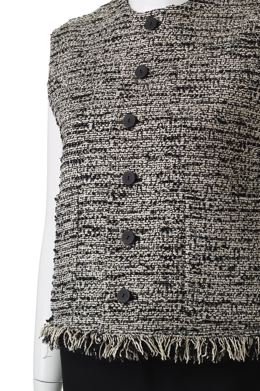 【デパリエ/DEPAREILLE】のファンシーツイードクルーネックジレ 人気、トレンドファッション・服の通販 founy(ファニー) 　ファッション　Fashion　レディースファッション　Fashion for Women　アウター　Coat / Outerwear Collection　レディースジャケット・軽アウター　Jackets　ショート　Short, Short Length　ジャケット　Jacket, Outerwear　ツイード　Twill, Twill Weave　デニム　Denim, Jeans Material　フリンジ　Fringe, Tassel　ベスト　Vest, Waistcoat　other-5|ID: prp329100004630820 ipo3291000000036241617