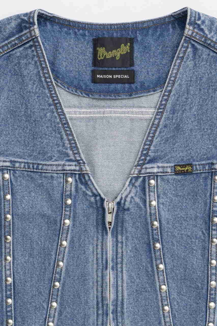 【メゾンスペシャル/MAISON SPECIAL】の【Wrangler×MAISON SPECIAL】Collaboration Studs Denim Vest/ラングラーコラボレーションスタッズデニムベスト 人気、トレンドファッション・服の通販 founy(ファニー) 　ファッション　Fashion　レディースファッション　Fashion for Women　アウター　Coat / Outerwear Collection　レディースジャケット・軽アウター　Jackets　ウエスタン　Western Style　クラシカル　Classical, Vintage-Inspired　コンパクト　Compact, Small Size　シルバー　Silver, Metallic Silver　ジャケット　Jacket, Outerwear　ジーンズ　Jeans, Denim Pants　スタッズ　Studs, Metal Accents　デニム　Denim, Jeans Material　ベスト　Vest, Waistcoat　ワーク　Workwear, Utility Style　A/W・秋冬　Autumn/Winter　2025年　2025　2025-2026秋冬・A/W　Autumn/Winter 2025–26 AW25–26　other-2|ID: prp329100004630824 ipo3291000000033313441
