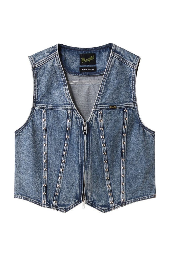 【メゾンスペシャル/MAISON SPECIAL】の【Wrangler×MAISON SPECIAL】Collaboration Studs Denim Vest/ラングラーコラボレーションスタッズデニムベスト インテリア・キッズ・メンズ・レディースファッション・服の通販 founy(ファニー) https://founy.com/ ファッション Fashion レディースファッション Fashion for Women アウター Coat / Outerwear Collection レディースジャケット・軽アウター Jackets ウエスタン Western Style クラシカル Classical, Vintage-Inspired コンパクト Compact, Small Size シルバー Silver, Metallic Silver ジャケット Jacket, Outerwear ジーンズ Jeans, Denim Pants スタッズ Studs, Metal Accents デニム Denim, Jeans Material ベスト Vest, Waistcoat ワーク Workwear, Utility Style |ID: prp329100004630824 ipo3291000000036241635