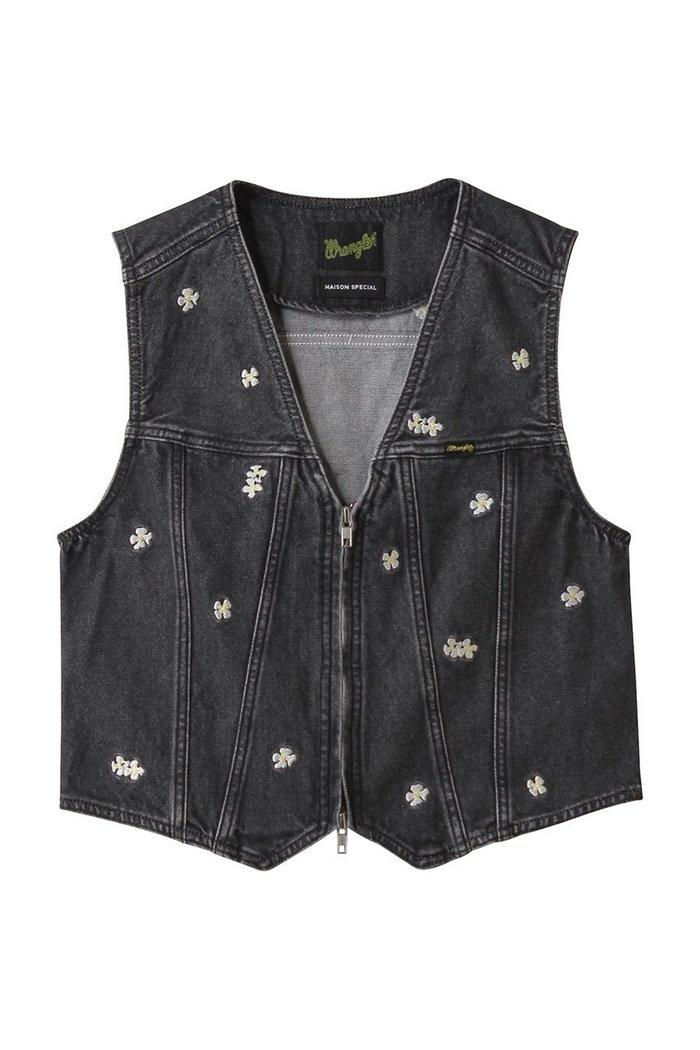 【メゾンスペシャル/MAISON SPECIAL】の【Wrangler×MAISON SPECIAL】Collaboration Flower Embroidery Denim Vest/ラングラーコラボレーションフラワーエンブロイダリーデニムベスト インテリア・キッズ・メンズ・レディースファッション・服の通販 founy(ファニー) https://founy.com/ ファッション Fashion レディースファッション Fashion for Women アウター Coat / Outerwear Collection レディースジャケット・軽アウター Jackets ウエスタン Western Style クラシカル Classical, Vintage-Inspired コンパクト Compact, Small Size ジャケット Jacket, Outerwear ジーンズ Jeans, Denim Pants デニム Denim, Jeans Material バランス Balance, Style Balance パターン Pattern, Design Print フラワー Flower, Floral ベスト Vest, Waistcoat ミックス Mix, Mixed Style モチーフ Motif, Design Theme ワーク Workwear, Utility Style |ID: prp329100004630825 ipo3291000000036132384