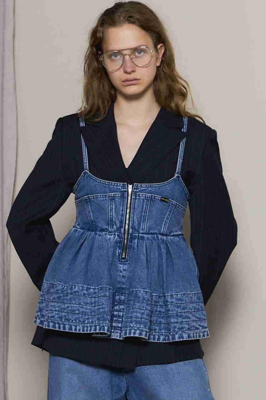 【メゾンスペシャル/MAISON SPECIAL】の【Wrangler×MAISON SPECIAL】Collaboration Denim Bustier/ラングラーコラボレーションデニムビスチェ 人気、トレンドファッション・服の通販 founy(ファニー) 　ファッション　Fashion　レディースファッション　Fashion for Women　アウター　Coat / Outerwear Collection　レディースジャケット・軽アウター　Jackets　ウエスタン　Western Style　コルセット　Corset, Bustier　ジップ　Zip, Zipper　ジャケット　Jacket, Outerwear　ジーンズ　Jeans, Denim Pants　デニム　Denim, Jeans Material　ベスト　Vest, Waistcoat　ワーク　Workwear, Utility Style　other-6|ID: prp329100004630826 ipo3291000000036132400