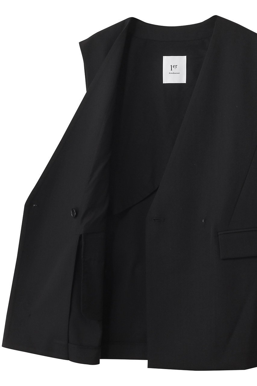 【プルミエ アロンディスモン/1er Arrondissement】のTWドスキンノーカラージレ 人気、トレンドファッション・服の通販 founy(ファニー) 　ファッション　Fashion　レディースファッション　Fashion for Women　アウター　Coat / Outerwear Collection　レディースジャケット・軽アウター　Jackets　2025年　2025　2025-2026秋冬・A/W　Autumn/Winter 2025–26 AW25–26　おすすめ　Recommended / Our Picks　なめらか　Smooth, Silky Texture　ジャケット　Jacket, Outerwear　セットアップ　Set-Up, Coordinated Outfit　ベスト　Vest, Waistcoat　A/W・秋冬　Autumn/Winter　other-6|ID: prp329100004630827 ipo3291000000033313472