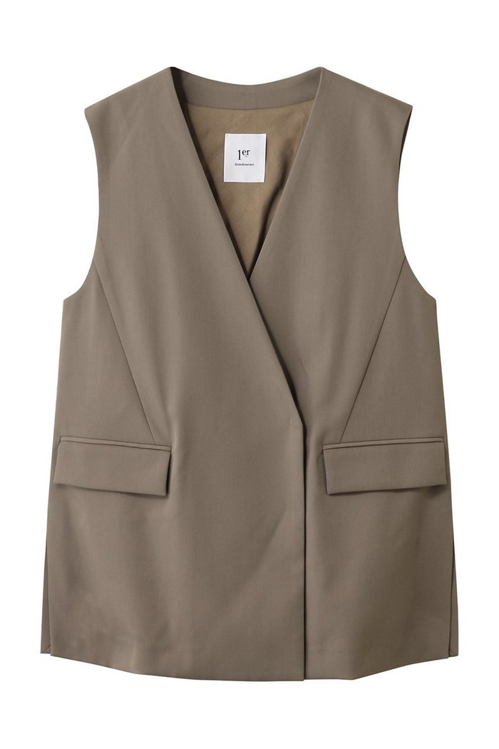 【プルミエ アロンディスモン/1er Arrondissement】のTWドスキンノーカラージレ インテリア・キッズ・メンズ・レディースファッション・服の通販 founy(ファニー) https://founy.com/ ファッション Fashion レディースファッション Fashion for Women アウター Coat / Outerwear Collection レディースジャケット・軽アウター Jackets おすすめ Recommended / Our Picks なめらか Smooth, Silky Texture ジャケット Jacket, Outerwear セットアップ Set-Up, Coordinated Outfit ベスト Vest, Waistcoat |ID: prp329100004630827 ipo3291000000036132401