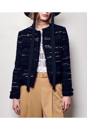 【アルアバイル/allureville】のジオリカツイードラウンドネックジャケット 人気、トレンドファッション・服の通販 founy(ファニー) ファッション Fashion レディースファッション Fashion for Women アウター Coat / Outerwear Collection レディースジャケット・軽アウター Jackets 2025年 2025 2025-2026秋冬・A/W Autumn/Winter 2025–26 AW25–26 おすすめ Recommended / Our Picks イタリア Italy オケージョン Occasion Wear ジャケット Jacket, Outerwear セットアップ Set-Up, Coordinated Outfit ツイード Twill, Twill Weave フリンジ Fringe, Tassel ポケット Pocket, Pocket Detail リボン Ribbon, Bow エレガント 上品 Elegant A/W・秋冬 Autumn/Winter |ID:prp329100004630831