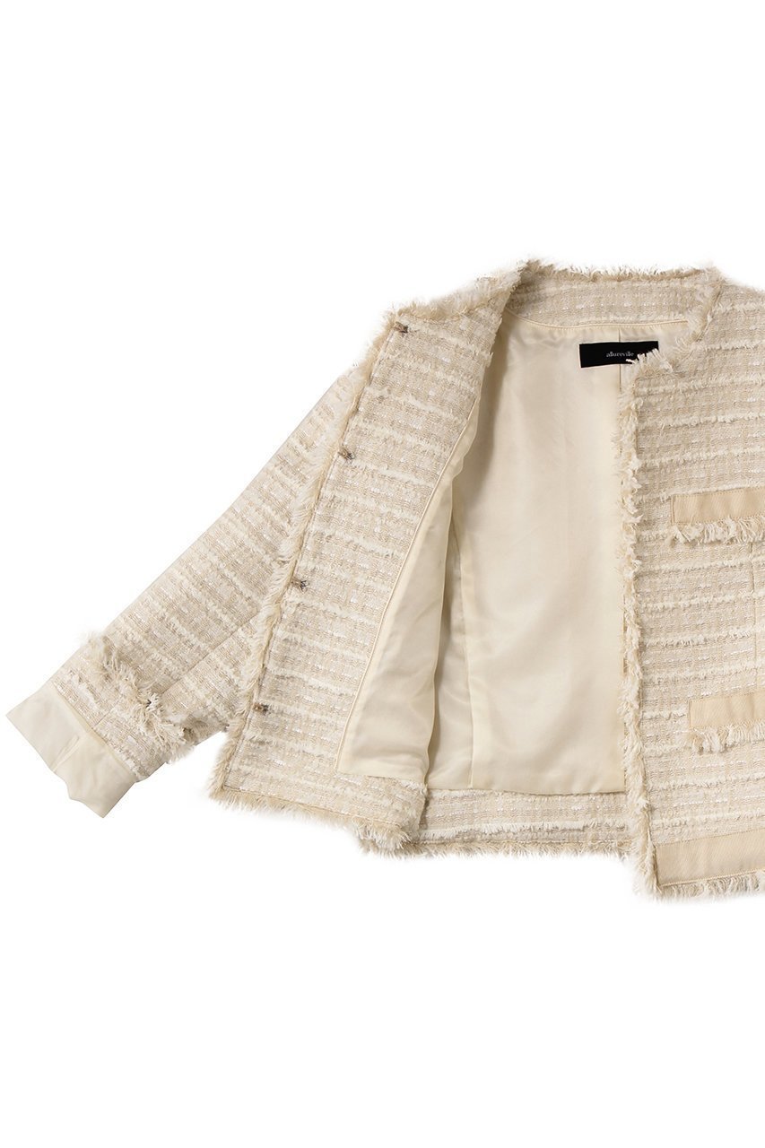 【アルアバイル/allureville】のジオリカツイードラウンドネックジャケット 人気、トレンドファッション・服の通販 founy(ファニー) ファッション Fashion レディースファッション Fashion for Women アウター Coat / Outerwear Collection レディースジャケット・軽アウター Jackets おすすめ Recommended / Our Picks イタリア Italy オケージョン Occasion Wear ジャケット Jacket, Outerwear セットアップ Set-Up, Coordinated Outfit ツイード Twill, Twill Weave フリンジ Fringe, Tassel ポケット Pocket, Pocket Detail リボン Ribbon, Bow エレガント 上品 Elegant other-7|ID: prp329100004630831 ipo3291000000034434511