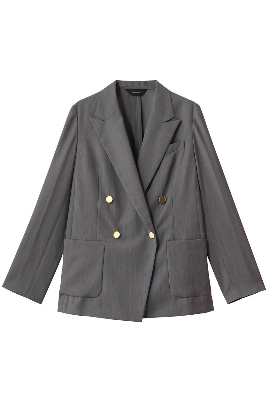 【アルアバイル/allureville】のトリアセサイロピークドラペルジャケット インテリア・キッズ・メンズ・レディースファッション・服の通販 founy(ファニー) 　ファッション　Fashion　レディースファッション　Fashion for Women　アウター　Coat / Outerwear Collection　レディースジャケット・軽アウター　Jackets　サマー　Summer, Summer Style　シアー　Sheer, See-Through　ジャケット　Jacket, Outerwear　デニム　Denim, Jeans Material　ボトム　Bottoms, Lower Wear　マニッシュ　Mannish, Boyish　グレー|ID: prp329100004630832 ipo3291000000033370058