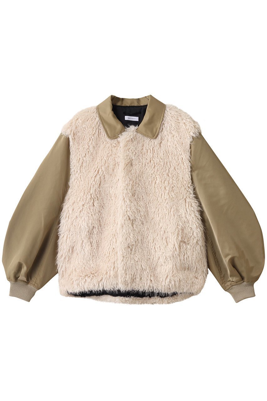 【ニアー ニッポン/near.nippon】のファーナイロンブルゾン インテリア・キッズ・メンズ・レディースファッション・服の通販 founy(ファニー) 　ファッション　Fashion　レディースファッション　Fashion for Women　アウター　Coat / Outerwear Collection　レディースジャケット・軽アウター　Jackets　ブルゾンジャケット・スポーティアウター　Blouson Jackets　ジャケット　Jacket, Outerwear　デニム　Denim, Jeans Material　ドッキング　Docking, Mixed Material　パーティ　Party, Party Style　フェイクファー　Faux Fur, Imitation Fur　ブルゾン　Blouson, Bomber Jacket　ミリタリー　Military, Army Style　ラグジュアリー　Luxury, Elegant　リラックス　Relax, Relaxed Fit　エレガント 上品　Elegant　ホワイト×ベージュ|ID: prp329100004630834 ipo3291000000035511820
