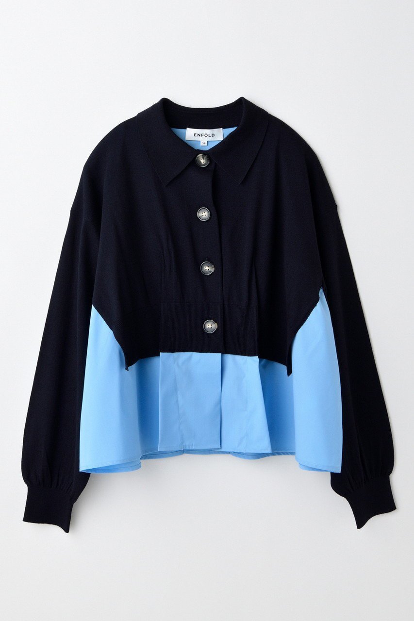 【エンフォルド/ENFOLD】の【8/13 12:00販売開始】FAKE-LAYERED CARDIGAN/カーディガン インテリア・キッズ・メンズ・レディースファッション・服の通販 founy(ファニー) 　ファッション　Fashion　レディースファッション　Fashion for Women　トップス・カットソー　Cut & Sew Tops　ニット　Knit Tops & Sweaters　カーディガン・羽織り　Layered Style Cardigans　カーディガン　Cardigan, Knitwear　ドッキング　Docking, Mixed Material　ベスト　Vest, Waistcoat　新作・新入荷　New Arrivals / New In　ダークネイビー|ID: prp329100004630839 ipo3291000000033313551
