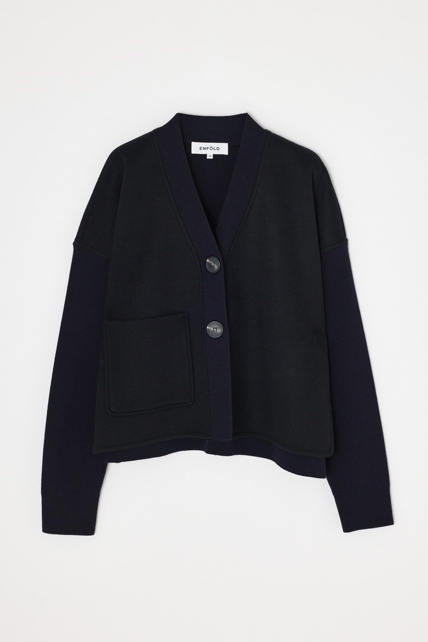 【エンフォルド/ENFOLD】のKNIT×RIVER JACKET/ジャケット インテリア・キッズ・メンズ・レディースファッション・服の通販 founy(ファニー) 　ファッション　Fashion　レディースファッション　Fashion for Women　カーディガン　Cardigan, Knitwear　コンパクト　Compact, Small Size　ジャケット　Jacket, Outerwear　メルトン　Melton, Heavy Wool　ワイド　Wide, Wide Fit　定番　Standard, Basic Item　ダークネイビー|ID: prp329100004630840 ipo3291000000036132429