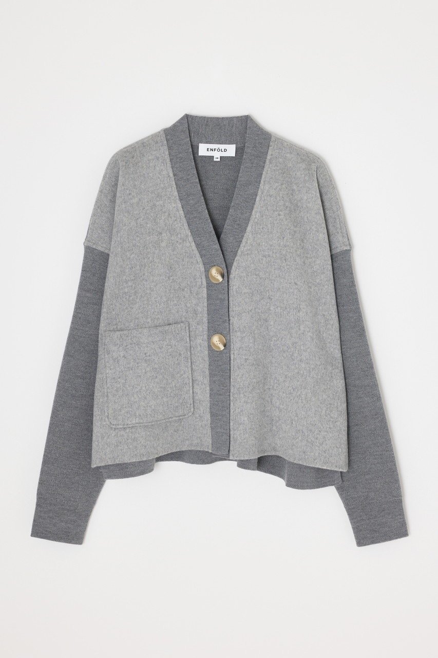 【エンフォルド/ENFOLD】のKNIT×RIVER JACKET/ジャケット インテリア・キッズ・メンズ・レディースファッション・服の通販 founy(ファニー) 　ファッション　Fashion　レディースファッション　Fashion for Women　カーディガン　Cardigan, Knitwear　コンパクト　Compact, Small Size　ジャケット　Jacket, Outerwear　メルトン　Melton, Heavy Wool　ワイド　Wide, Wide Fit　定番　Standard, Basic Item　トップグレー|ID: prp329100004630840 ipo3291000000036132430