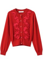 【マリリンムーン/MARILYN MOON】のコード刺しゅうカーディガン 人気、トレンドファッション・服の通販 founy(ファニー) ファッション Fashion レディースファッション Fashion for Women トップス・カットソー Cut & Sew Tops ニット Knit Tops & Sweaters カーディガン・羽織り Layered Style Cardigans 2025年 2025 2025-2026秋冬・A/W Autumn/Winter 2025–26 AW25–26 カーディガン Cardigan, Knitwear サテン Satin, Glossy Fabric ハンド Hand, Handmade パーティ Party, Party Style パール Pearl, Pearl Accent フィット Fit, Slim Fit エレガント 上品 Elegant A/W・秋冬 Autumn/Winter thumbnail レッド|ID: prp329100004630841 ipo3291000000033313560