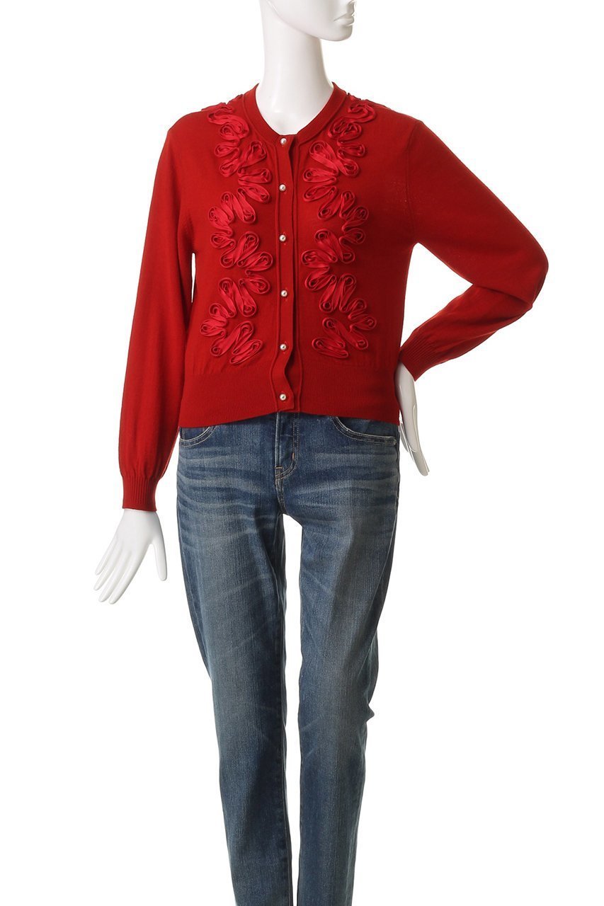 【マリリンムーン/MARILYN MOON】のコード刺しゅうカーディガン 人気、トレンドファッション・服の通販 founy(ファニー) 　ファッション　Fashion　レディースファッション　Fashion for Women　トップス・カットソー　Cut & Sew Tops　ニット　Knit Tops & Sweaters　カーディガン・羽織り　Layered Style Cardigans　2025年　2025　2025-2026秋冬・A/W　Autumn/Winter 2025–26 AW25–26　カーディガン　Cardigan, Knitwear　サテン　Satin, Glossy Fabric　ハンド　Hand, Handmade　パーティ　Party, Party Style　パール　Pearl, Pearl Accent　フィット　Fit, Slim Fit　エレガント 上品　Elegant　A/W・秋冬　Autumn/Winter　other-2|ID: prp329100004630841 ipo3291000000033313563