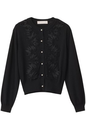 【マリリンムーン/MARILYN MOON】のコード刺しゅうカーディガン 人気、トレンドファッション・服の通販 founy(ファニー) ファッション Fashion レディースファッション Fashion for Women トップス・カットソー Cut & Sew Tops ニット Knit Tops & Sweaters カーディガン・羽織り Layered Style Cardigans カーディガン Cardigan, Knitwear サテン Satin, Glossy Fabric ハンド Hand, Handmade パーティ Party, Party Style パール Pearl, Pearl Accent フィット Fit, Slim Fit エレガント 上品 Elegant |ID:prp329100004630841