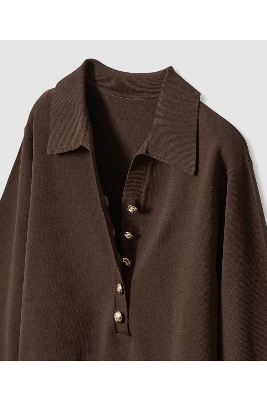 【アナイ/ANAYI】のプレーティングポロプルオーバー 人気、トレンドファッション・服の通販 founy(ファニー) 　ファッション　Fashion　レディースファッション　Fashion for Women　トップス・カットソー　Cut & Sew Tops　ニット　Knit Tops & Sweaters　カジュアルプルオーバー・ニットトップス　Pullovers & Knit Tops / Casual Pullovers　2025年　2025　2025-2026秋冬・A/W　Autumn/Winter 2025–26 AW25–26　なめらか　Smooth, Silky Texture　トレンド　Trend, Trending Now　フォルム　Silhouette, Form　フレア　Flare, Flared　フロント　Front, Front Design　ボトム　Bottoms, Lower Wear　メタル　Metal, Metal Parts　ワイド　Wide, Wide Fit　A/W・秋冬　Autumn/Winter　other-3|ID: prp329100004630845 ipo3291000000033313597