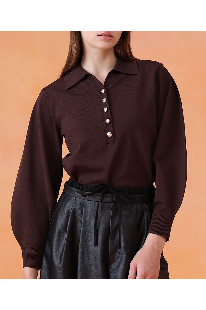 【アナイ/ANAYI】のプレーティングポロプルオーバー 人気、トレンドファッション・服の通販 founy(ファニー) 　ファッション　Fashion　レディースファッション　Fashion for Women　トップス・カットソー　Cut & Sew Tops　ニット　Knit Tops & Sweaters　カジュアルプルオーバー・ニットトップス　Pullovers & Knit Tops / Casual Pullovers　2025年　2025　2025-2026秋冬・A/W　Autumn/Winter 2025–26 AW25–26　なめらか　Smooth, Silky Texture　トレンド　Trend, Trending Now　フォルム　Silhouette, Form　フレア　Flare, Flared　フロント　Front, Front Design　ボトム　Bottoms, Lower Wear　メタル　Metal, Metal Parts　ワイド　Wide, Wide Fit　A/W・秋冬　Autumn/Winter　other-8|ID: prp329100004630845 ipo3291000000033313602