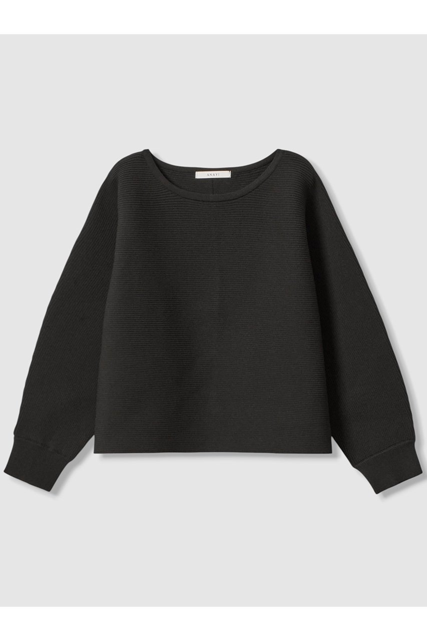 【アナイ/ANAYI】のリップルプルオーバー インテリア・キッズ・メンズ・レディースファッション・服の通販 founy(ファニー) 　ファッション　Fashion　レディースファッション　Fashion for Women　トップス・カットソー　Cut & Sew Tops　ニット　Knit Tops & Sweaters　カジュアルプルオーバー・ニットトップス　Pullovers & Knit Tops / Casual Pullovers　スリーブ　Sleeve, Long Sleeve / Short Sleeve　モダン　Modern, Contemporary　ワイド　Wide, Wide Fit　ブラック|ID: prp329100004630846 ipo3291000000035868204