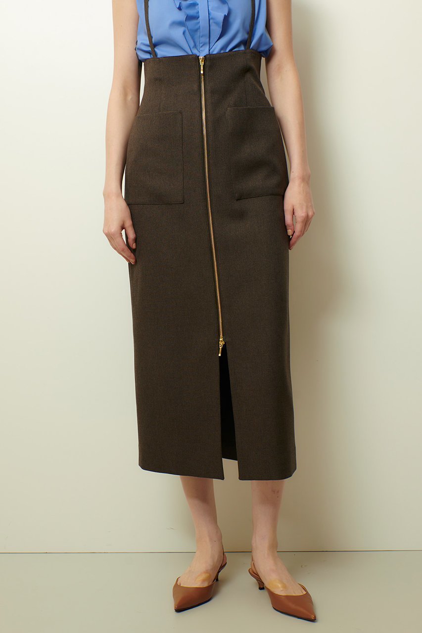【アルアバイル/allureville】のメランジピンヘッドサススカート 人気、トレンドファッション・服の通販 founy(ファニー) 　ファッション　Fashion　レディースファッション　Fashion for Women　スカート　Skirts　ロングスカート　Long Skirts / Maxi & Midi Skirts　2025年　2025　2025-2026秋冬・A/W　Autumn/Winter 2025–26 AW25–26　おすすめ　Recommended / Our Picks　サスペンダー　Suspenders, Braces　ジップ　Zip, Zipper　スリット　Slit, Slit Detail　ツイード　Twill, Twill Weave　トレンド　Trend, Trending Now　フロント　Front, Front Design　ロング　Long, Long-Length　秋　Autumn　A/W・秋冬　Autumn/Winter　other-4|ID: prp329100004630868 ipo3291000000033313794