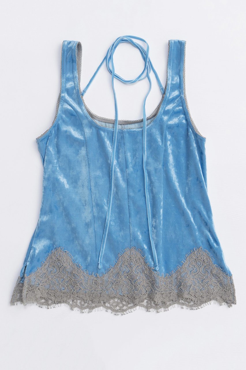【メゾンスペシャル/MAISON SPECIAL】のHem Lace Velvet Tank Top/ヘムレースベロアタンクトップ インテリア・キッズ・メンズ・レディースファッション・服の通販 founy(ファニー) 　ファッション　Fashion　レディースファッション　Fashion for Women　トップス・カットソー　Cut & Sew Tops　キャミソール&ノースリーブ　Camisoles & Sleeveless Tops　シャツ・ブラウス・オフィスカジュアル　Elegant Blouses & Button-Ups　ロングTシャツ・Tシャツ　Longline T-Shirts & Tees　カットソー・ベーシックTシャツ　Cut-and-Sewn Tops / Stretch Tees & Basics　ベロアトップス　Velour Tops / Velvet-Look Items　キャミソール　Camisole, Spaghetti Strap Top　クラシカル　Classical, Vintage-Inspired　ジャケット　Jacket, Outerwear　タンク　Tank Top, Sleeveless Top　バランス　Balance, Style Balance　フェミニン　Feminine, Girly　ベルベット　Velvet, Velvety　ベロア　Velour, Soft Velvet　ミックス　Mix, Mixed Style　ラグジュアリー　Luxury, Elegant　レース　Lace, Lace Fabric　A/W・秋冬　Autumn/Winter　2025年　2025　2025-2026秋冬・A/W　Autumn/Winter 2025–26 AW25–26　BLU(ブルー)|ID: prp329100004631601 ipo3291000000033328088