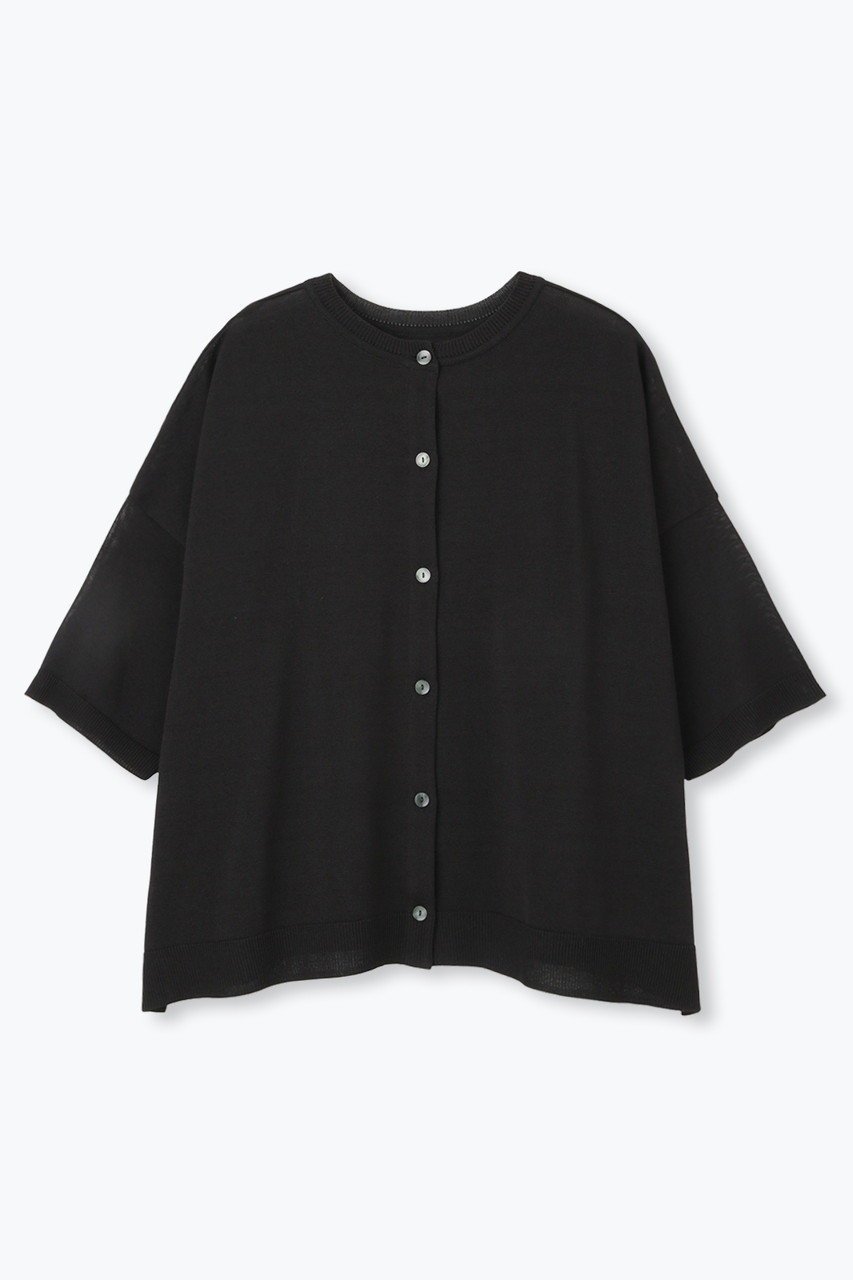 【レリル/lelill】のワイドボーダーカーデ6分袖 インテリア・キッズ・メンズ・レディースファッション・服の通販 founy(ファニー) 　ファッション　Fashion　レディースファッション　Fashion for Women　トップス・カットソー　Cut & Sew Tops　カーディガン・羽織り　Layered Style Cardigans　シャツ・ブラウス・オフィスカジュアル　Elegant Blouses & Button-Ups　ロングTシャツ・Tシャツ　Longline T-Shirts & Tees　カットソー・ベーシックTシャツ　Cut-and-Sewn Tops / Stretch Tees & Basics　アクセサリー　Fashion Accessories　カーディガン　Cardigan, Knitwear　フロント　Front, Front Design　ワイド　Wide, Wide Fit　再入荷　Restock / Back in Stock　ブラック|ID: prp329100004631604 ipo3291000000033328123