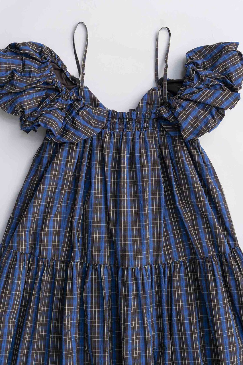 【メゾンスペシャル/MAISON SPECIAL】のPlaid Taffeta Voluminous Dress/チェックタフタボリュームワンピース 人気、トレンドファッション・服の通販 founy(ファニー) 　ファッション　Fashion　レディースファッション　Fashion for Women　ワンピース　Dresses　フォーマル・パーティードレス・結婚式用ドレス　Elegant & Casual Dresses　チュニック　Tunic Tops & Dresses　ギャザー　Gathered, Ruffled　スリーブ　Sleeve, Long Sleeve / Short Sleeve　タフタ　Taffeta, Structured Fabric　チェック　Check, Plaid, Tartan　チュニック　Tunic, Long Top　マキシ　Maxi, Full Length　ロング　Long, Long-Length　other-5|ID: prp329100004631609 ipo3291000000033328186