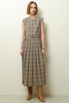 【アルアバイル/allureville】のサイドスリットプリーツロングワンピース ブラウン系|ID: prp329100004631613 ipo3291000000035904443