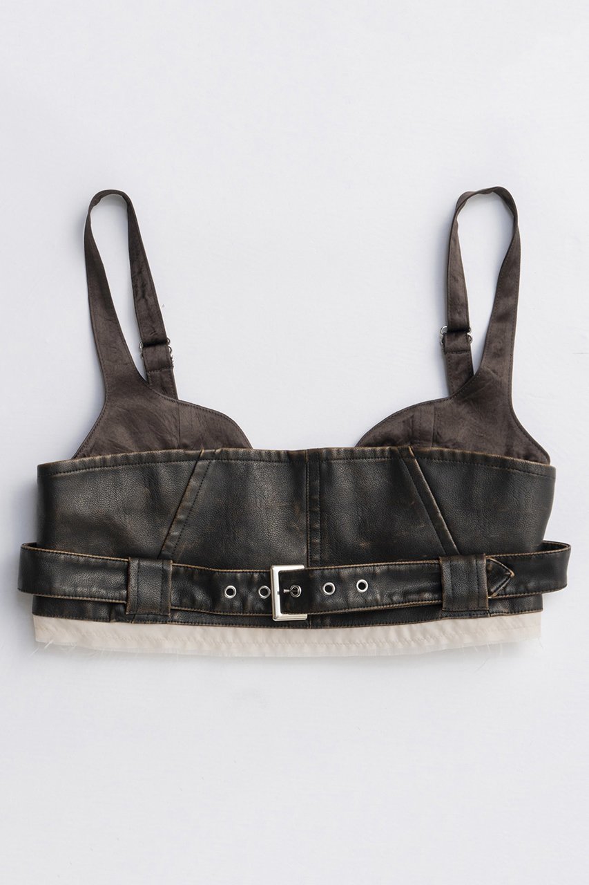 【メゾンスペシャル/MAISON SPECIAL】のBelted Vegan Leather Bustier/ベルテッドヴィーガンレザービスチェ インテリア・キッズ・メンズ・レディースファッション・服の通販 founy(ファニー) 　ファッション　Fashion　レディースファッション　Fashion for Women　トップス・カットソー　Cut & Sew Tops　キャミソール&ノースリーブ　Camisoles & Sleeveless Tops　シャツ・ブラウス・オフィスカジュアル　Elegant Blouses & Button-Ups　ビスチェ　Bustiers & Corset Tops / Layered Bustier Style　ヴィンテージ　Vintage Style　カットオフ　Cut-Off Design　シンプル　Simple, Minimal　トレンド　Trend, Trending Now　ノースリーブ　Sleeveless, No-Sleeve　ビスチェ　Bustier, Corset Top　フィット　Fit, Slim Fit　フェイクレザー　Faux Leather, PU Leather　フェミニン　Feminine, Girly　A/W・秋冬　Autumn/Winter　2025年　2025　2025-2026秋冬・A/W　Autumn/Winter 2025–26 AW25–26　BRN(ブラウン)|ID: prp329100004631617 ipo3291000000033328291