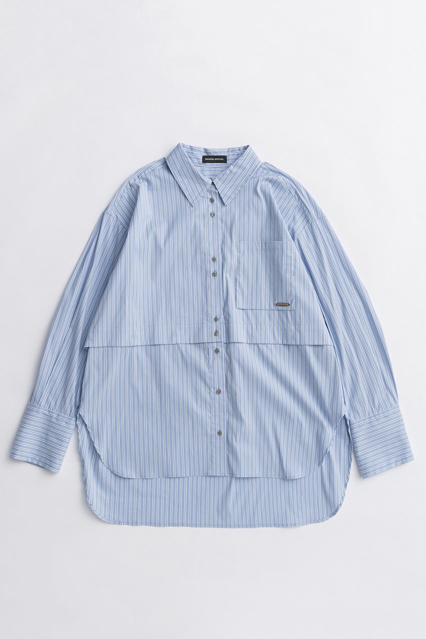 【メゾンスペシャル/MAISON SPECIAL】のMultiway Shirt/マルチウェイシャツ インテリア・キッズ・メンズ・レディースファッション・服の通販 founy(ファニー) 　ファッション　Fashion　レディースファッション　Fashion for Women　トップス・カットソー　Cut & Sew Tops　シャツ・ブラウス・オフィスカジュアル　Elegant Blouses & Button-Ups　2025年　2025　2025-2026秋冬・A/W　Autumn/Winter 2025–26 AW25–26　ショート　Short, Short Length　ストライプ　Stripe, Striped Pattern　スリーブ　Sleeve, Long Sleeve / Short Sleeve　ロング　Long, Long-Length　A/W・秋冬　Autumn/Winter　羽織　Haori, Light Jacket　BLU(ブルー)|ID: prp329100004631618 ipo3291000000033328297