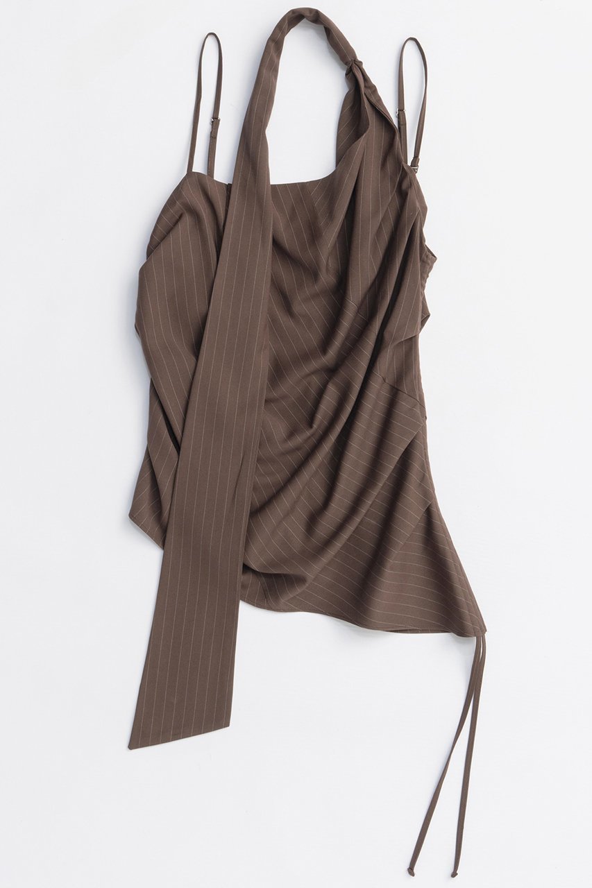 【メゾンスペシャル/MAISON SPECIAL】のDrape Asymmetry Tie Bustier/ドレープアシメタイビスチェ インテリア・キッズ・メンズ・レディースファッション・服の通販 founy(ファニー) 　ファッション　Fashion　レディースファッション　Fashion for Women　トップス・カットソー　Cut & Sew Tops　キャミソール&ノースリーブ　Camisoles & Sleeveless Tops　シャツ・ブラウス・オフィスカジュアル　Elegant Blouses & Button-Ups　ビスチェ　Bustiers & Corset Tops / Layered Bustier Style　2025年　2025　2025-2026秋冬・A/W　Autumn/Winter 2025–26 AW25–26　アシンメトリー　Asymmetrical Style　カットソー　Cut and Sewn Top　ギャザー　Gathered, Ruffled　クラシック　Classic, Timeless Style　スーツ　Suit, Formalwear　ドレープ　Drape, Draping Fabric　ノースリーブ　Sleeveless, No-Sleeve　エレガント 上品　Elegant　A/W・秋冬　Autumn/Winter　BRN(ブラウン)|ID: prp329100004631620 ipo3291000000033328328