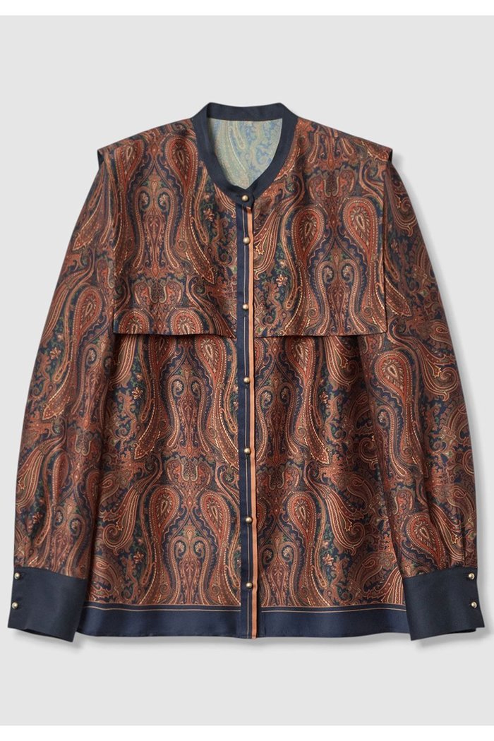 【アルアバイル/allureville】のOFFICINAペイズリープリントブラウス インテリア・キッズ・メンズ・レディースファッション・服の通販 founy(ファニー) https://founy.com/ ファッション Fashion レディースファッション Fashion for Women トップス・カットソー Cut & Sew Tops シャツ・ブラウス・オフィスカジュアル Elegant Blouses & Button-Ups スリーブ Sleeve, Long Sleeve / Short Sleeve デニム Denim, Jeans Material ロング Long, Long-Length |ID: prp329100004631624 ipo3291000000035376936