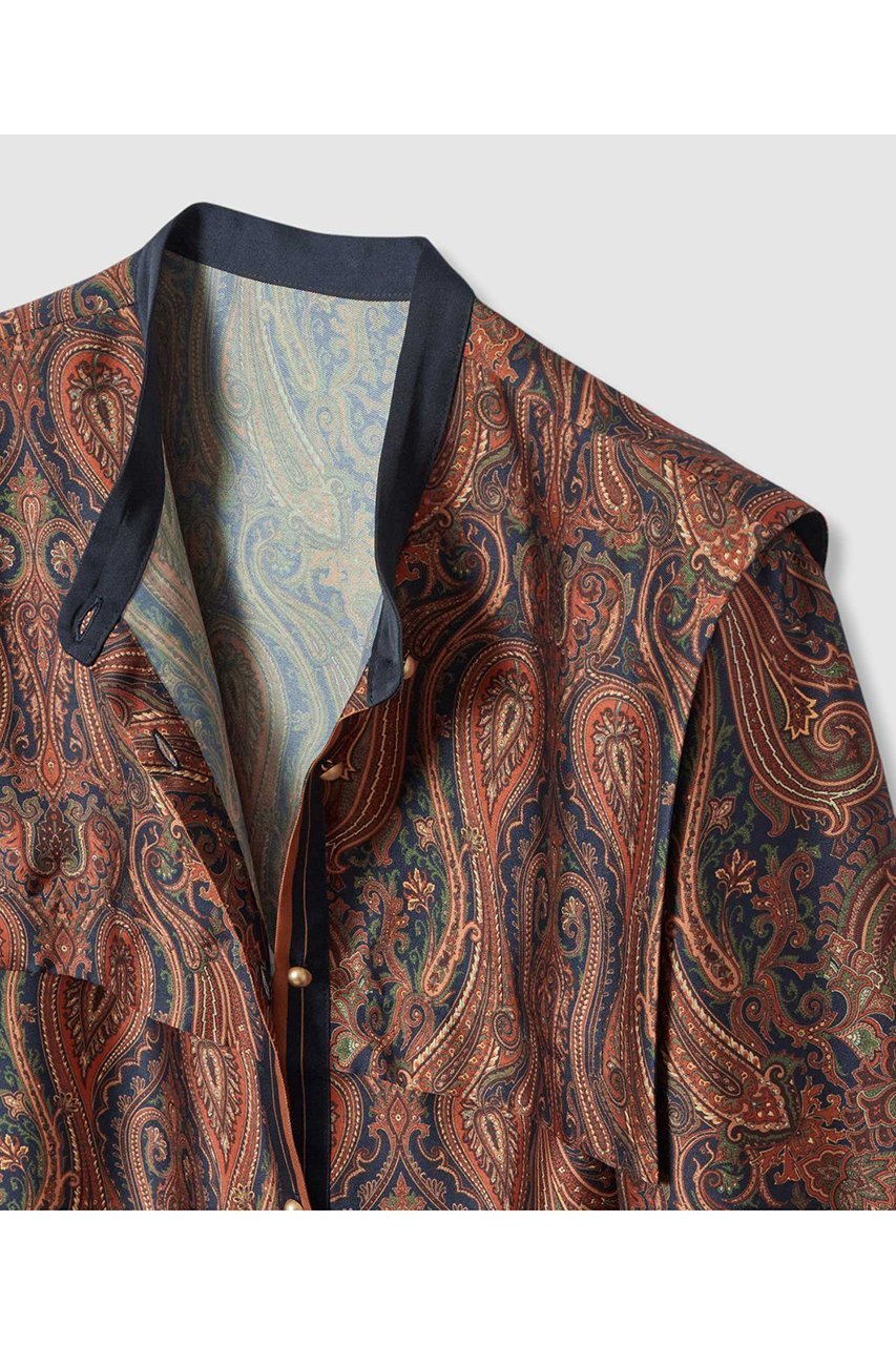 【アルアバイル/allureville】のOFFICINAペイズリープリントブラウス 人気、トレンドファッション・服の通販 founy(ファニー) 　ファッション　Fashion　レディースファッション　Fashion for Women　トップス・カットソー　Cut & Sew Tops　シャツ・ブラウス・オフィスカジュアル　Elegant Blouses & Button-Ups　スリーブ　Sleeve, Long Sleeve / Short Sleeve　デニム　Denim, Jeans Material　ロング　Long, Long-Length　other-3|ID: prp329100004631624 ipo3291000000035376940