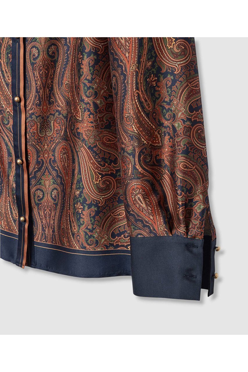 【アルアバイル/allureville】のOFFICINAペイズリープリントブラウス 人気、トレンドファッション・服の通販 founy(ファニー) 　ファッション　Fashion　レディースファッション　Fashion for Women　トップス・カットソー　Cut & Sew Tops　シャツ・ブラウス・オフィスカジュアル　Elegant Blouses & Button-Ups　スリーブ　Sleeve, Long Sleeve / Short Sleeve　デニム　Denim, Jeans Material　ロング　Long, Long-Length　other-5|ID: prp329100004631624 ipo3291000000035376943